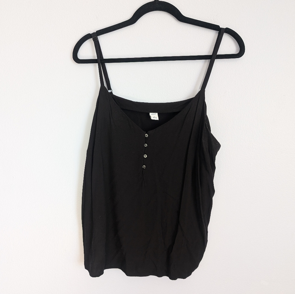 Black Spaghetti Strap Button Front Lightweight Ta… - image 1